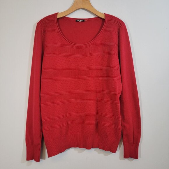 Vila Milano Sweater Ribbed Red Classic Career Rpund NeckWomens Medium EUC - Picture 2 of 8